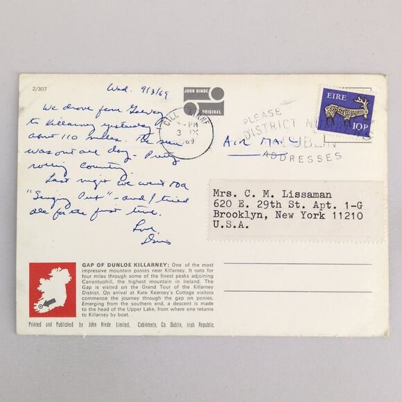 Pony Trekking Gap of Dunloe Killarney Co Kerry Ireland John Hinde 1960s Postcard - Picture 2 of 2